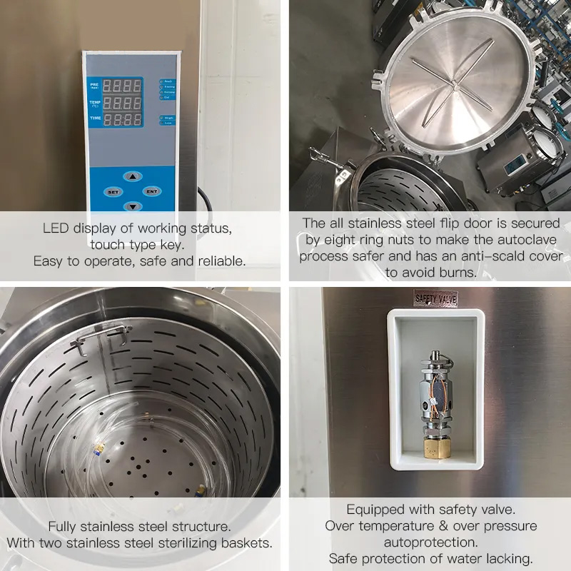 35L-150L Table Top Automatic Large Vertical Pressure Steam Autoclave Sterilizer 105℃-134℃